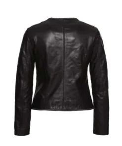 Women Black Slim Fit Motorcycle Leather Jacket