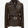 Womens Brown Distressed Brown Leather Jacket