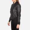 Women's Ava Ma-1 Black Leather Bomber Jacket