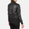 Women's Ava Ma-1 Black Leather Bomber Jacket