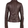 Womens Brown Biker Hooded Leather Jacket