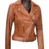 Women's Light Brown Biker Leather Jacket