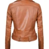 Women's Light Brown Biker Leather Jacket