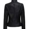 Arezzo Black Flap Closure Leather Cafe Racer Jacket