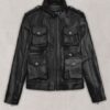 Bold Black Women Utility Leather Jacket