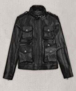Bold Black Women Utility Leather Jacket