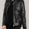 Bold Black Women Utility Leather Jacket