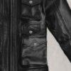 Bold Black Women Utility Leather Jacket