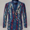 Bold Blue Python Catwalk Leather Blazer