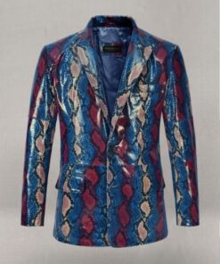 Bold Blue Python Catwalk Leather Blazer