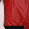 Bold Red biker Leather Jacket with White Collar and Black Trim