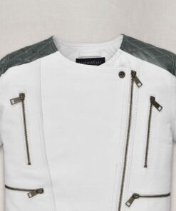 Bold White and Grey Leather Jacket