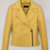 Bold Yellow Biker Leather Jacket