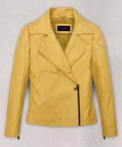Bold Yellow Biker Leather Jacket