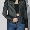 Charlotte Burnt Charcoal Leather Jacket