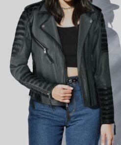Charlotte Burnt Charcoal Leather Jacket
