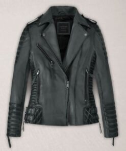 Charlotte Burnt Charcoal Leather Jacket