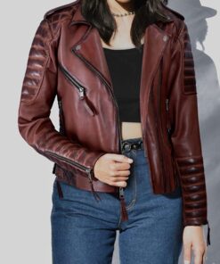 Charlotte Burnt Maroon Leather Jacket
