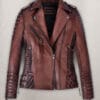 Charlotte Burnt Maroon Leather Jacket