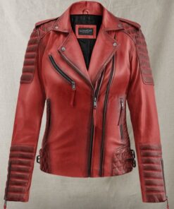 Charlotte Burnt Red Leather Jacket