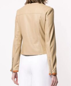 Chic Beige Biker Leather Jacket