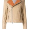 Chic Beige Biker Leather Jacket
