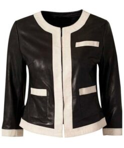 Classic Black and White Leather Jacket