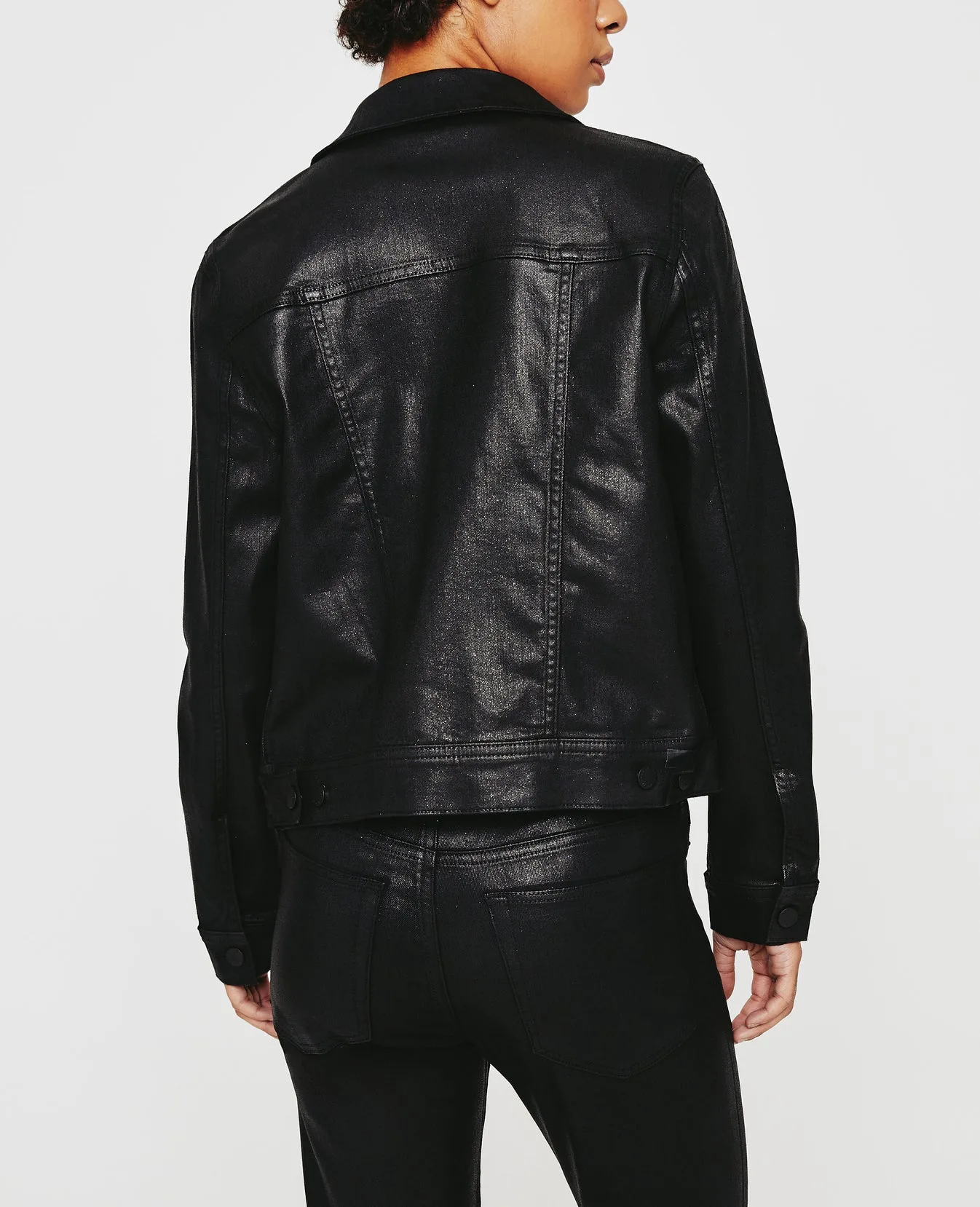 Classic Black Button Leather Jacket