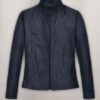 Classic Navy Utility Leather Jacket