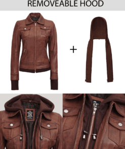 Dark Brown Women's Bomber Leather Jacket
