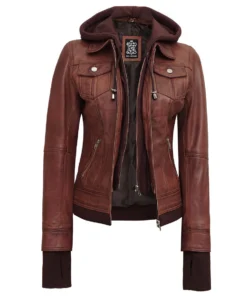 Dark Brown Women's Bomber Leather Jacket