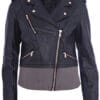 Elegant Women Navy Biker Leather Jacket
