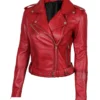 Margaret Red Women's Biker Leather Jacket