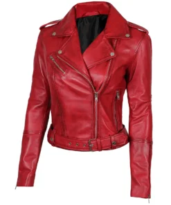 Margaret Red Women's Biker Leather Jacket