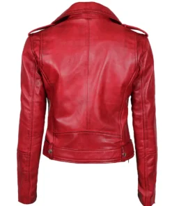Margaret Red Women's Biker Leather Jacket