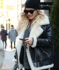 Rita Ora Luxurious Black Biker Leather Jacket