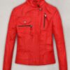 Soft Blood Red Washed and Wax Leather Jacket