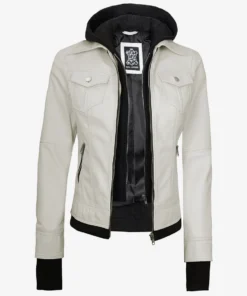 Tralee Women's Bomber Off White Leather Jacket