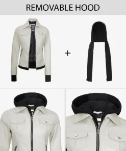 Tralee Women's Bomber Off White Leather Jacket