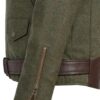 Tweed Leather Green Combo Jacket