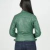 Women Green Diamond Leather Jacket