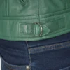 Women Green Diamond Leather Jacket