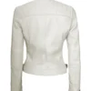 Women Off White Diamond Moto Style Real Leather Jacket