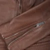 Women's Asymmetrical Cognac Wax Biker Leather Jacket