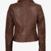 Women's Asymmetrical Cognac Wax Biker Leather Jacket