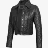 Women's Black Cropped Leather Jacket