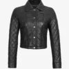 Women's Black Cropped Leather Jacket
