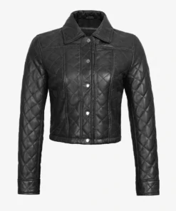 Women's Black Cropped Leather Jacket