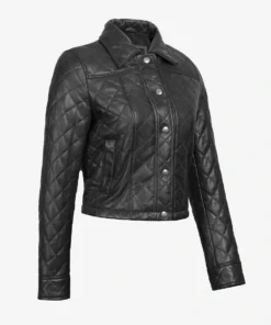 Women's Black Cropped Leather Jacket