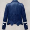 Womens Bold Blue Biker Leather Jacket